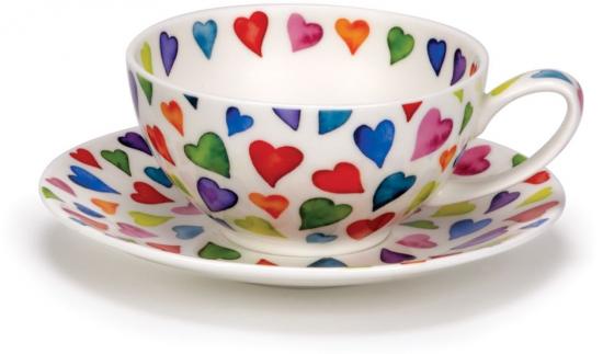 Tea for One Teacup and Saucer - Warm Hearts