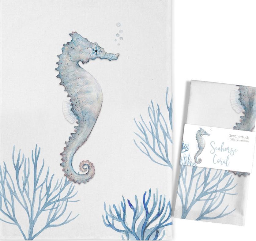 Coral Seahorse Maluu Geschirrtuch