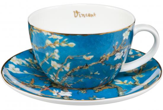 Mandelbaum Tasse mit Untertasse - Blau