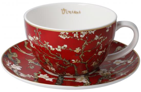 Mandelbaum Tasse mit Untertasse - rot