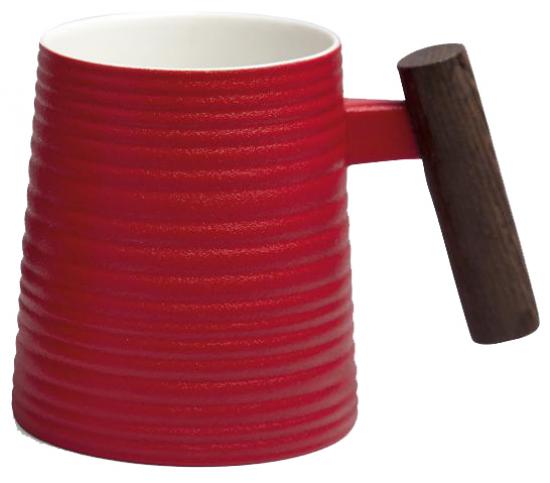 Rouge Becher mit Rosenholzgriff - Muster: Rillen