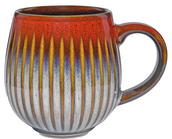 Bunter Becher - Farbe: rot-blau mit gelben Streifen