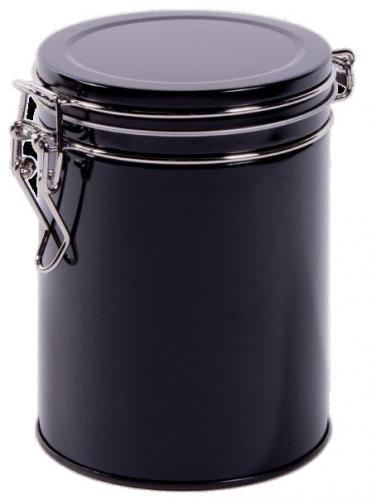 Black Teedose rund mit Bgelverschluss