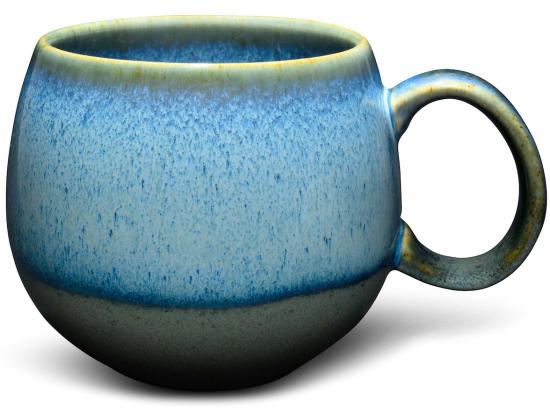 Bauchiger Becher - Farbe: blau mit grau