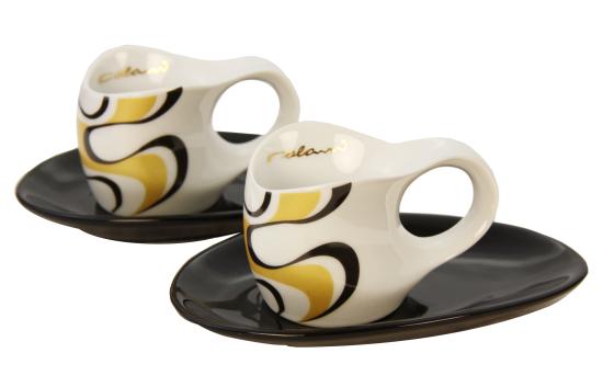Gold & color Espressotassen-Set - wave black