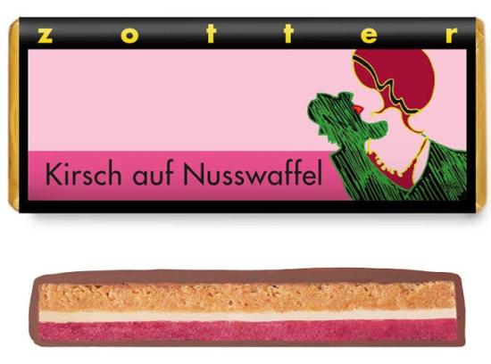Zotter Kirsch auf Nusswaffel